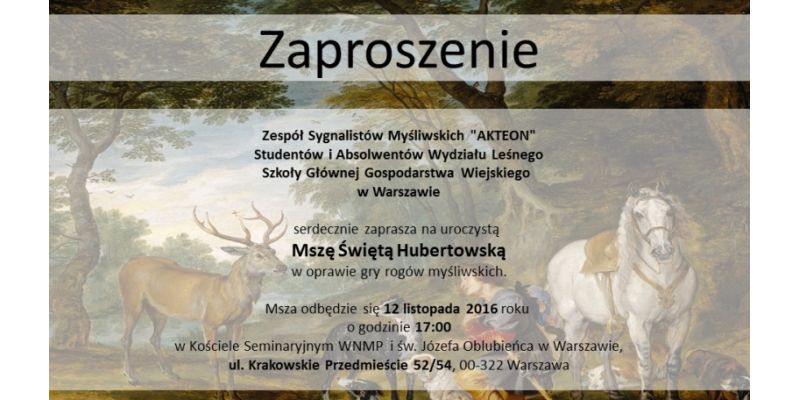 Msza hubertowska w centrum Warszawy!