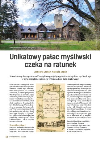 Unikatowy pałac myśliwski czeka na ratunek