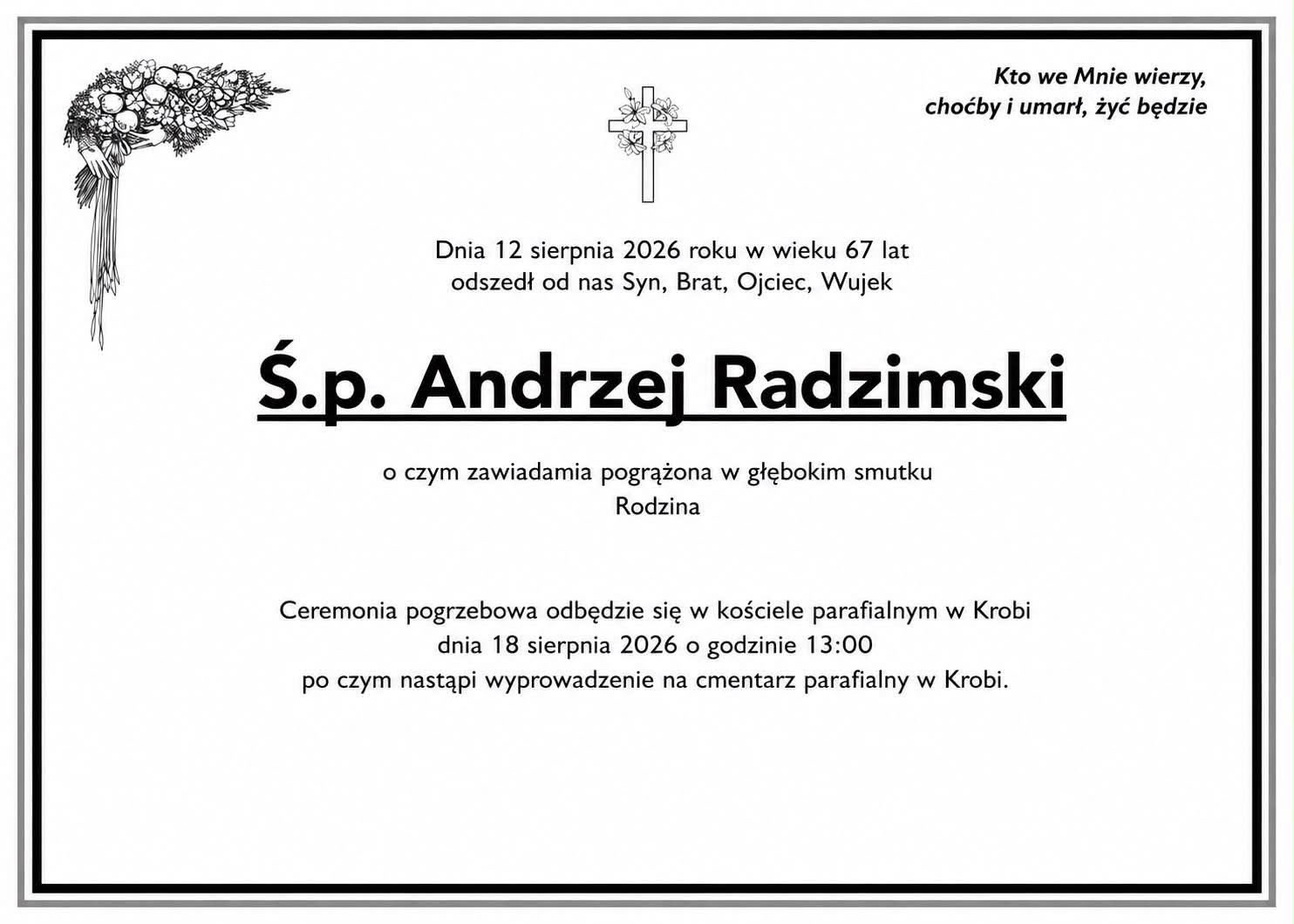Nekrolog Andrzeja Radzimskiego